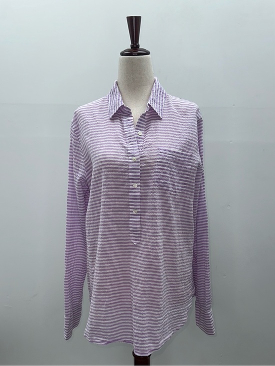 J. Crew Tops - J. Crew Light Purple Striped Long Sleeve Lightweight Top Beachy Coastal Size Med